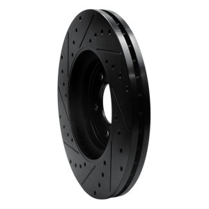 Jaguar XK Brake Rotor (1) - Front Right - R1 Concepts - Drilled & Slotted - Black - `06-`10